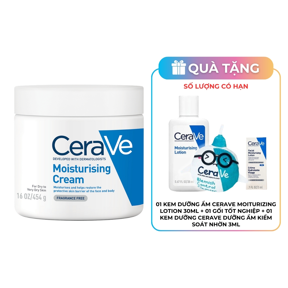 Kem Dưỡng Ẩm Cerave Moisturising Cream Dành Cho Da Khô 454g