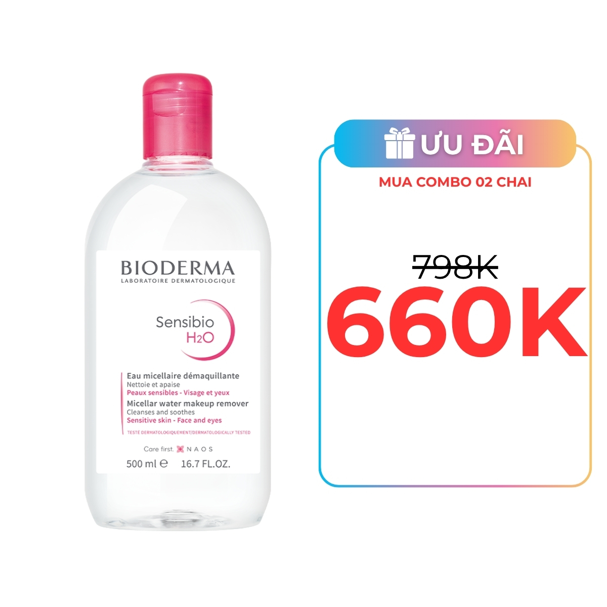 Nước Tẩy Trang Bioderma Sensibio H2O Cho Da Nhạy Cảm 500ml