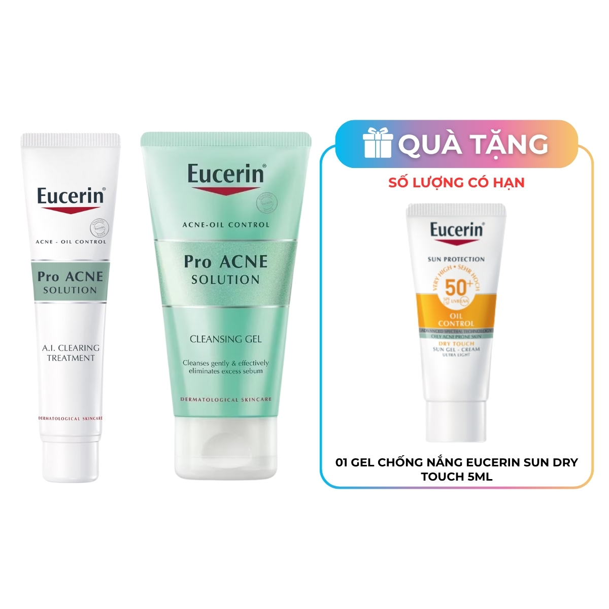 Bộ sản phẩm Eucerin gel rửa mặt dịu nhẹ cho da mụn 75ml và gel giúp giảm mụn 40ml