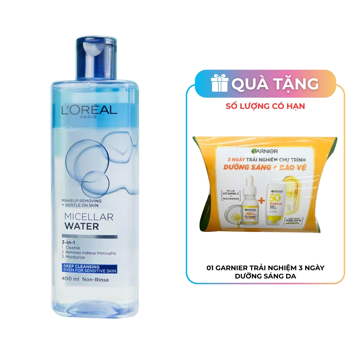 Nước Tẩy Trang L'Oreal Micellar Water Làm Sạch Sâu Trang Điểm 400ml