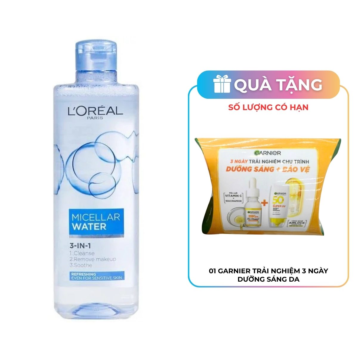 Nước Tẩy Trang L'Oreal Micellar Water Tươi Mát Cho Da Dầu Hỗn Hợp 400ml