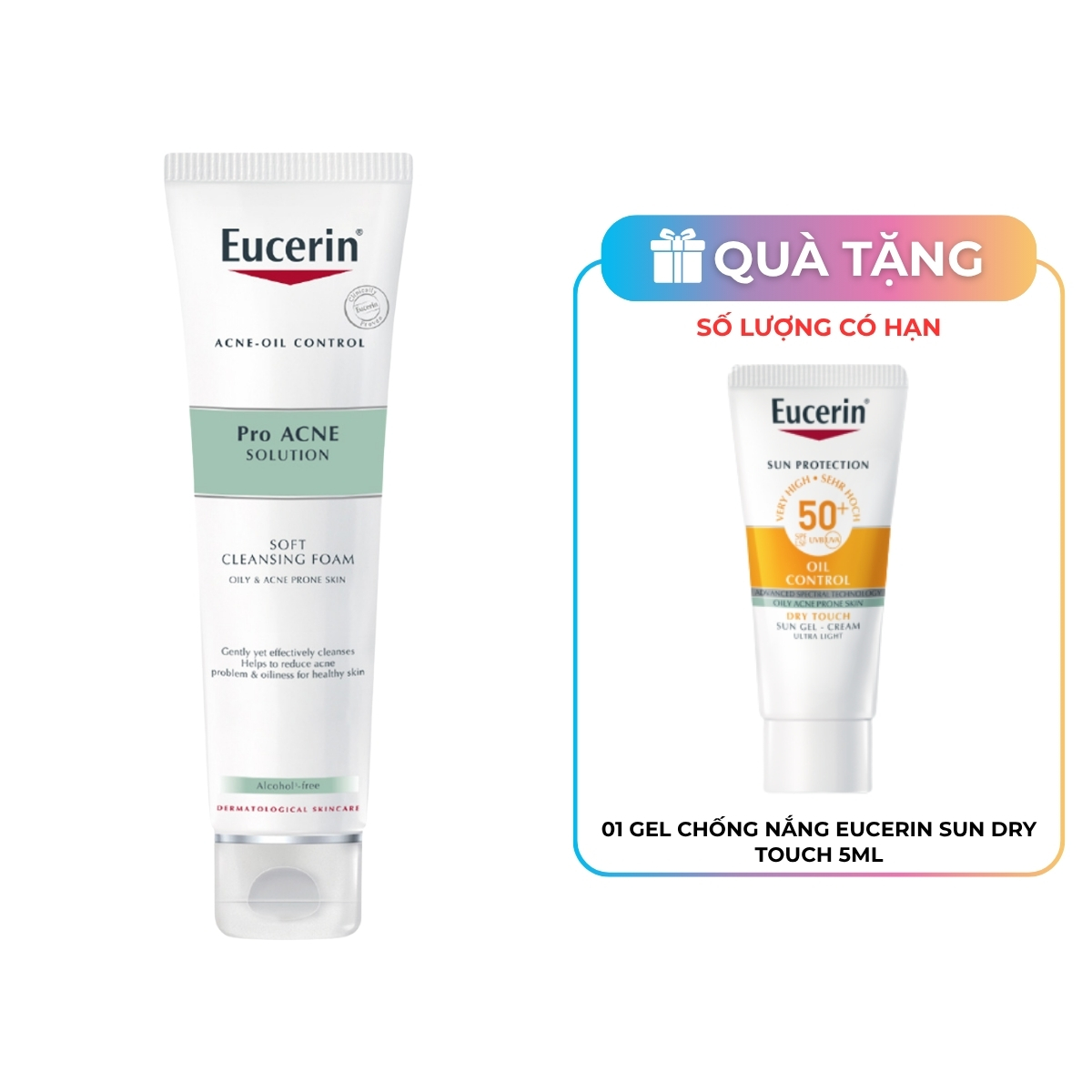 Sữa Rửa Mặt Eucerin Pro ACNE Solution Soft Cleansing Foam Tạo Bọt Cho Da Mụn Nhờn Nhiều 150g