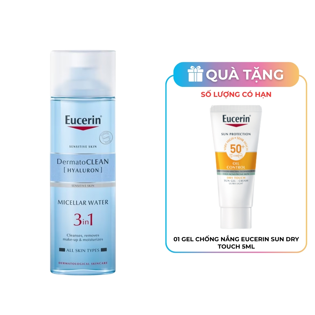 Nước Tẩy Trang Eucerin DermatoCLEAN Micellar Water 3in1 Dịu Nhẹ Cho Da Nhạy Cảm 200ml