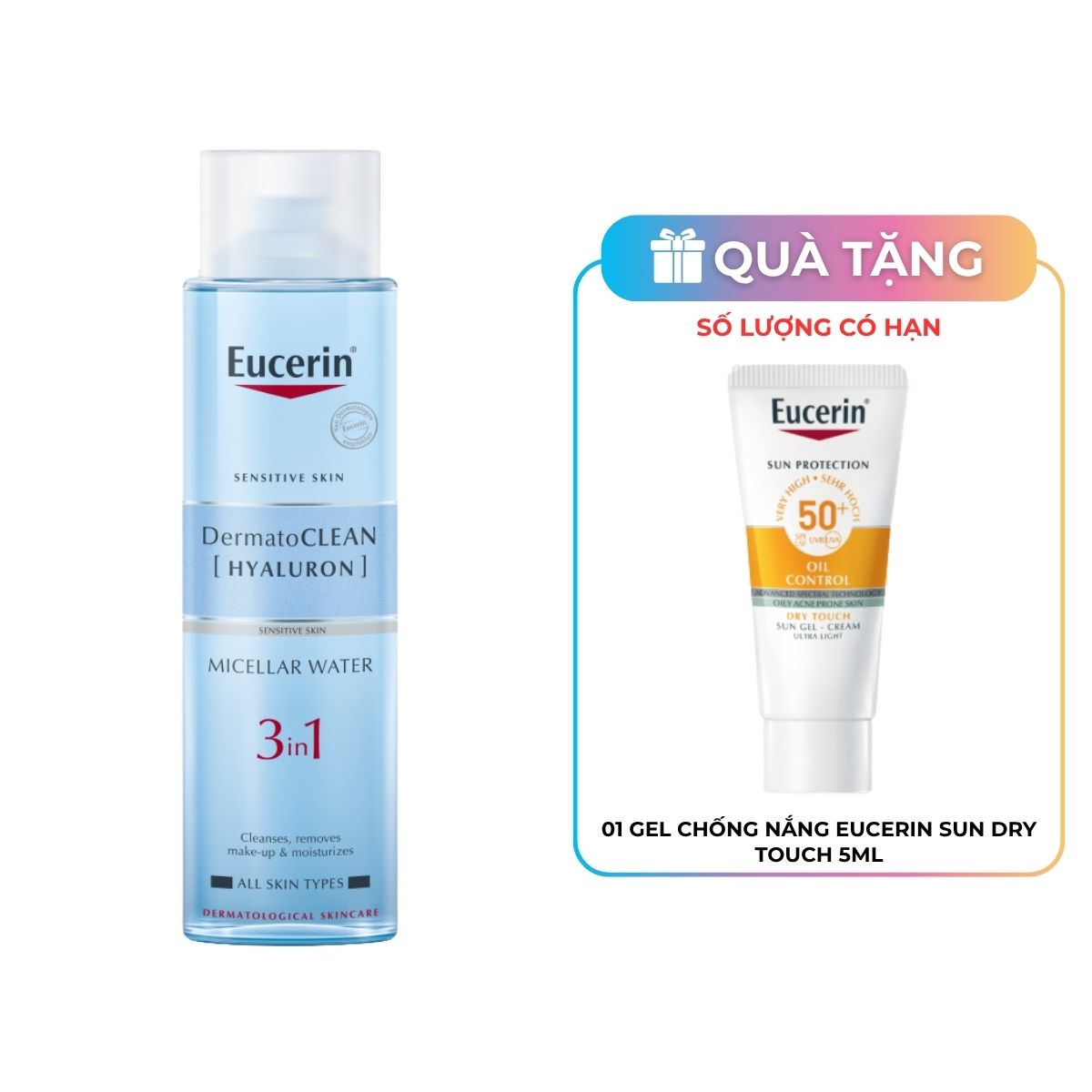 Nước Tẩy Trang Eucerin DermatoCLEAN Micellar Water 3in1 Dịu Nhẹ Cho Da Nhạy Cảm 400ml