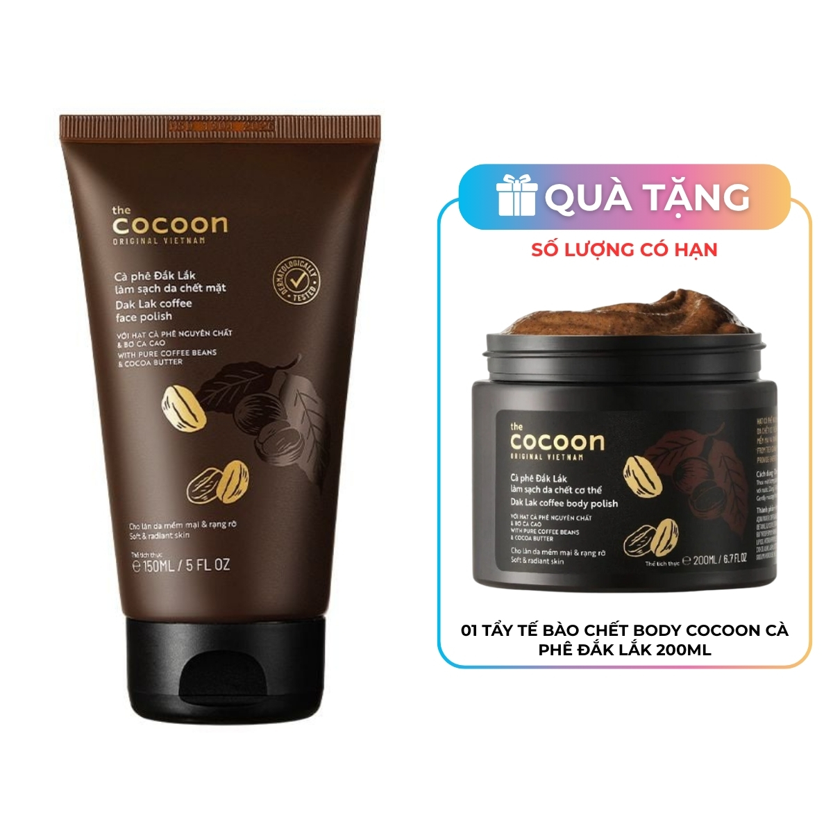 Tẩy Tế Bào Chết Da Mặt Cocoon Dak Lak Coffee Face Polish Cà Phê Đắk Lắk 150ml (Mã Mới)