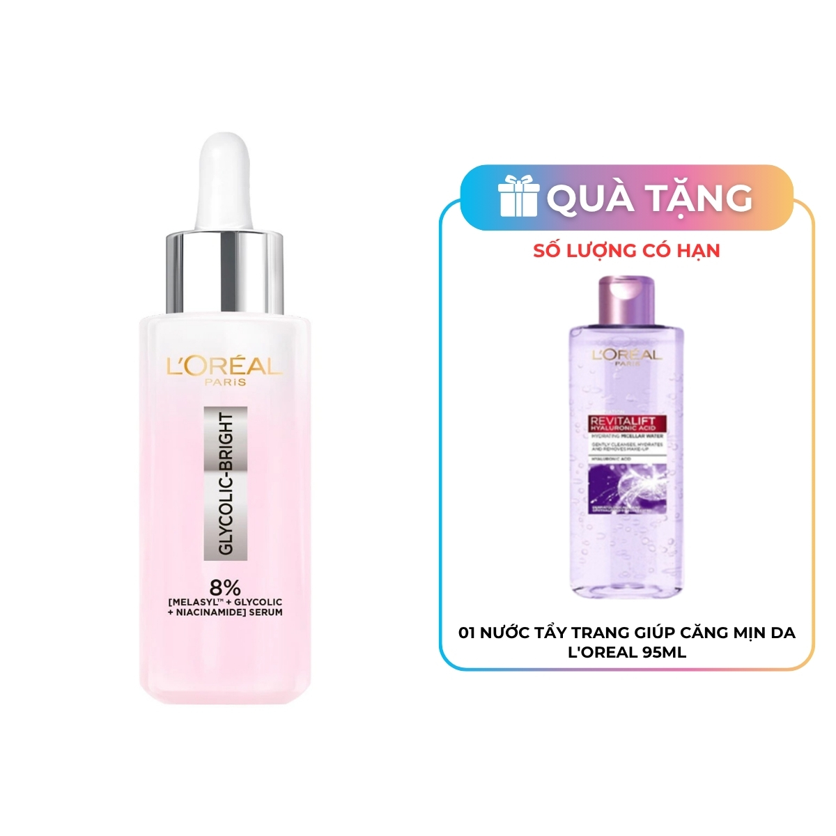Serum L'Oréal Paris Glycolic Melasyl 8% [Melasyl+Glycolic+Niacinamide] Dưỡng Sáng Và Mờ Thâm Nám 30ml