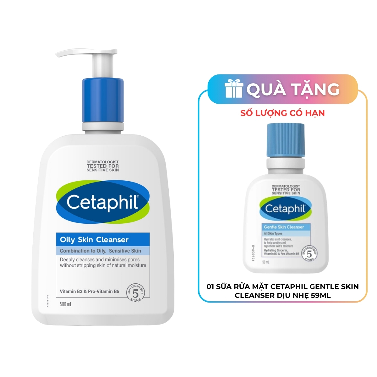 Sữa Rửa Mặt Cetaphil Oily Skin Cleanser Dịu Lành Cho Da Dầu Nhạy Cảm 500ml