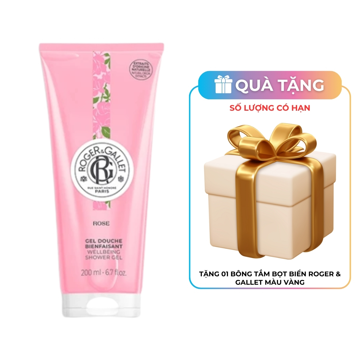 Gel Tắm Tạo Bọt Roger & Gallet Rose Wellbeing Shower 200ml