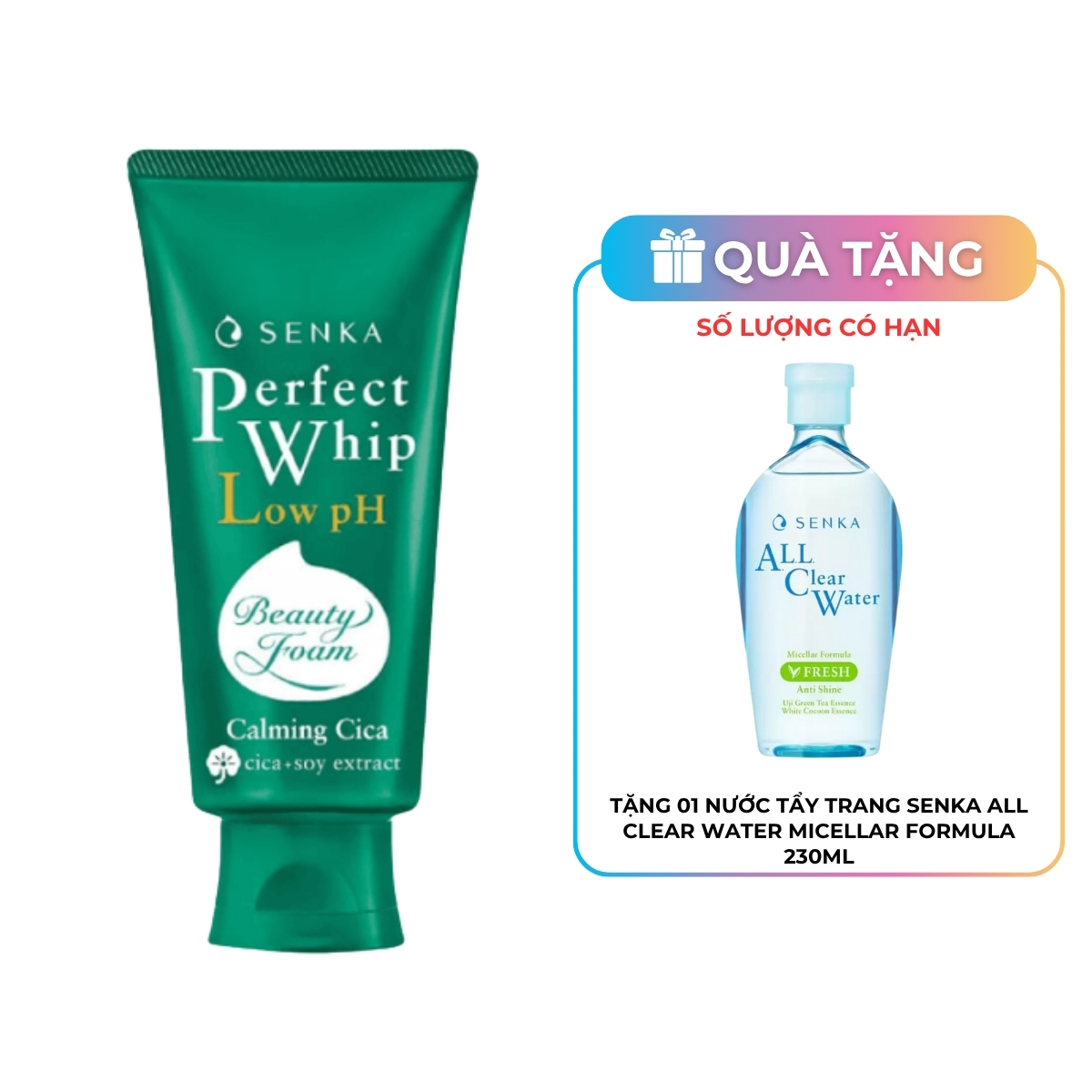 Sữa Rửa Mặt Senka Perfect Whip Low pH Calming Cica Cho Da Nhạy Cảm 100g