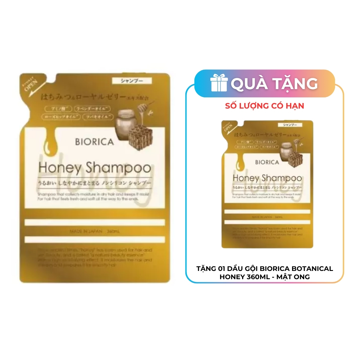 Dầu Gội Biorica Botanical Honey 360ml - Mật Ong