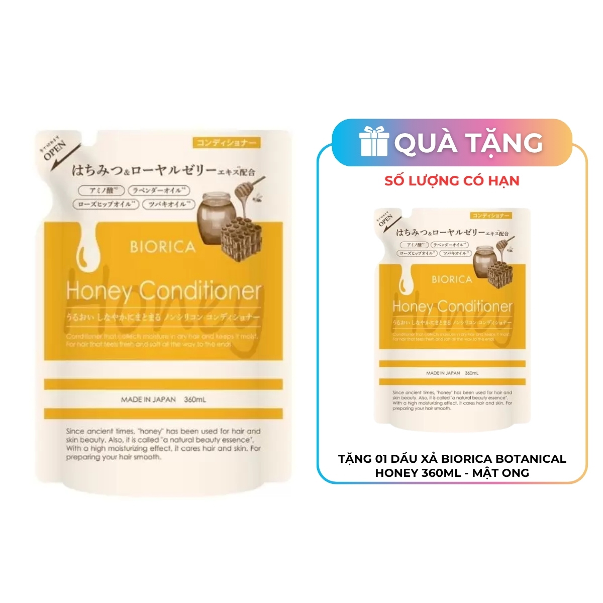 Dầu Xả Biorica Botanical Honey 360ml - Mật Ong