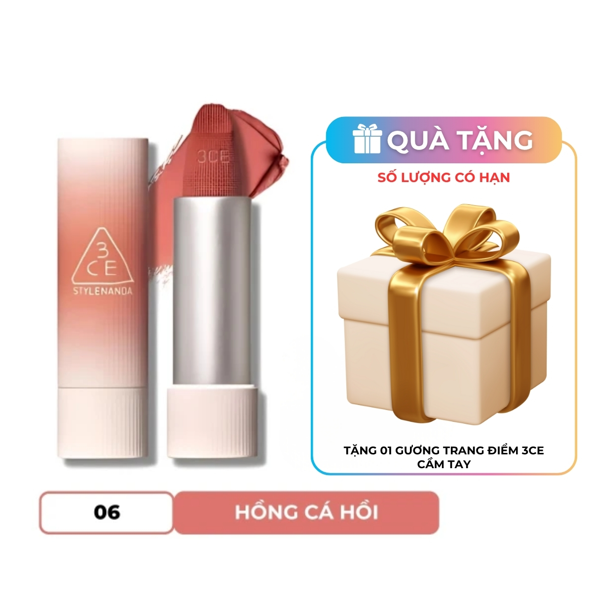 Son Thỏi 3CE Cashmere Hug Lipstick #06 Buddy