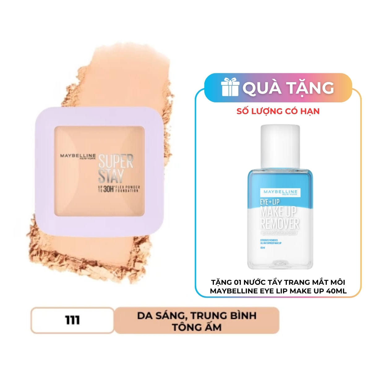 Phấn Phủ Maybelline Dạng Nén Super Stay Up To 30H Flex - Màu 111