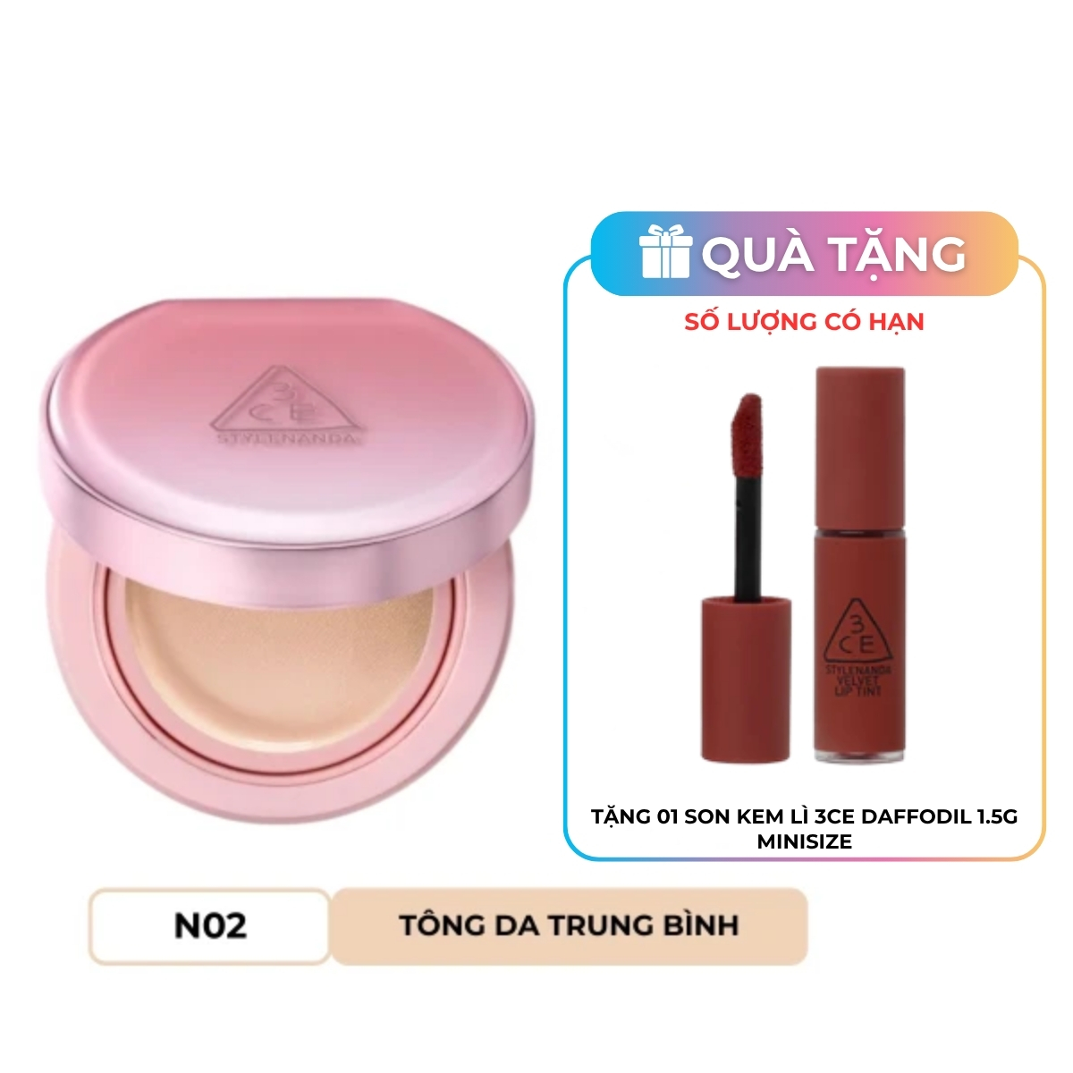 Phấn Nước 3CE Fitting Mesh Cover Cushion 11g - N02