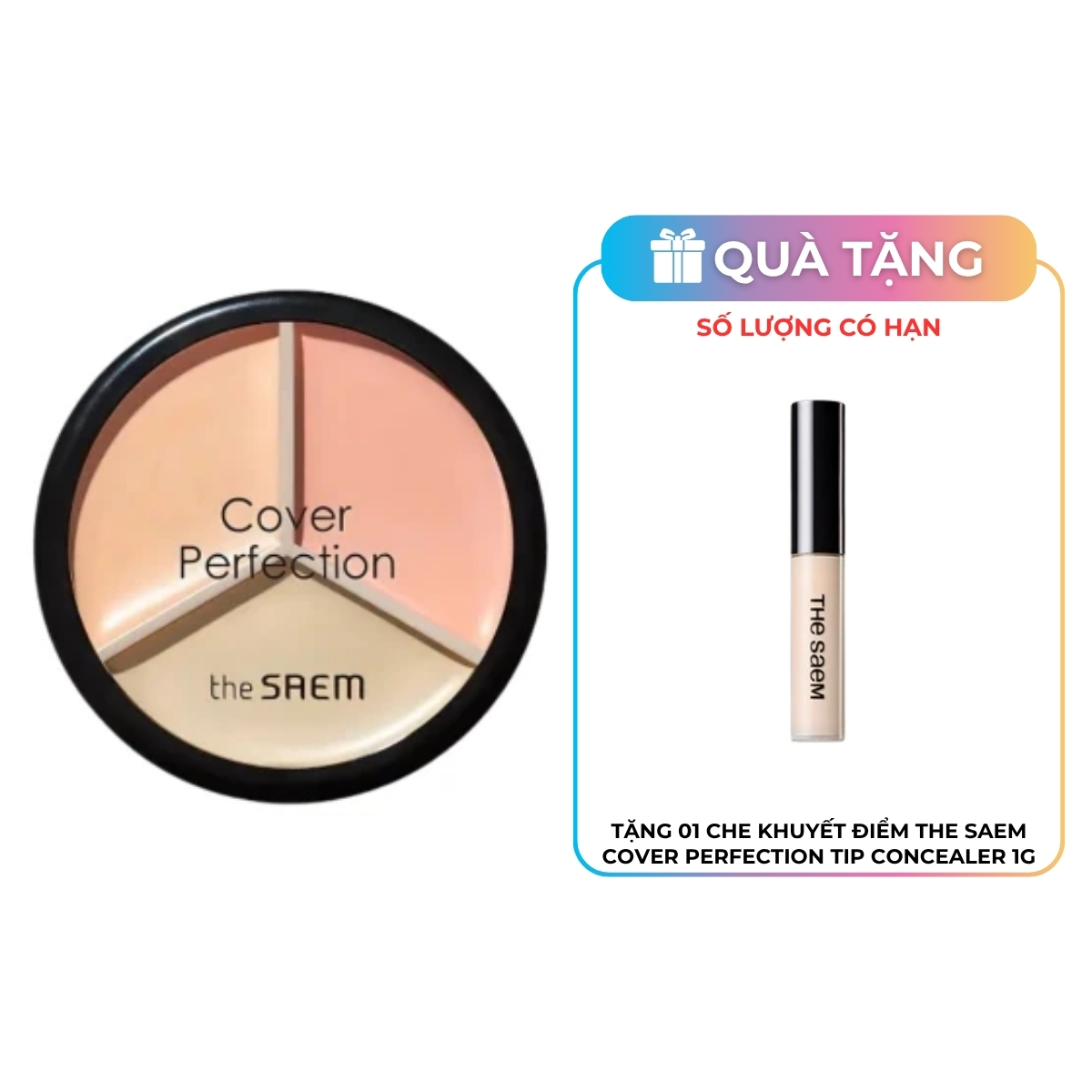 Che Khuyết Điểm The Saem Cover Perfection Triple Pot Concealer #03 Correct Up Beige