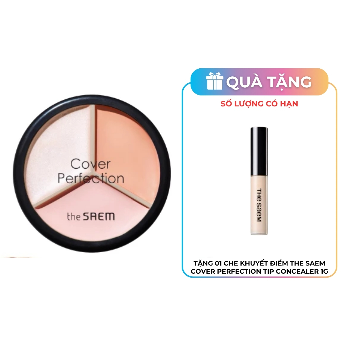 Che Khuyết Điểm The Saem Cover Perfection Triple Pot Concealer #05 Dark Up Beige