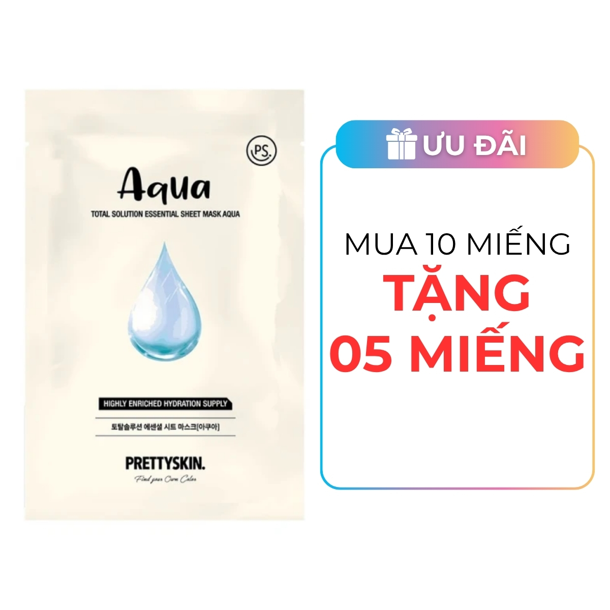 Mặt Nạ Giấy Prettyskin Total Solution Essential Sheet Mask - Aqua