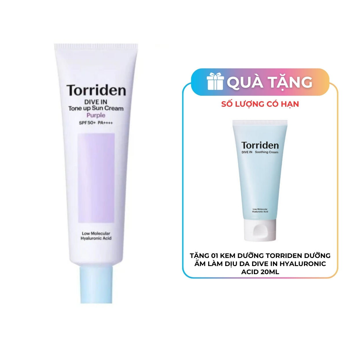 Kem Chống Nắng Torriden Dive-in Tone Up Sun Cream Purple SPF 50+ PA++++ 60ml
