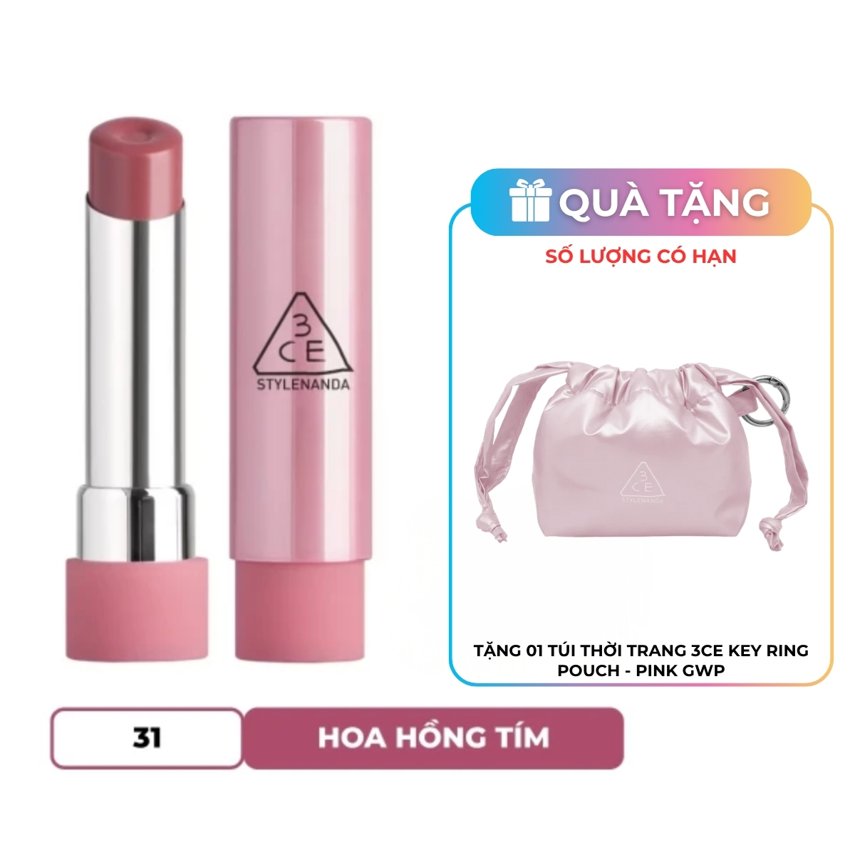 Son Dưỡng 3CE Glazy Lip Glow - 31 Lavender Cream