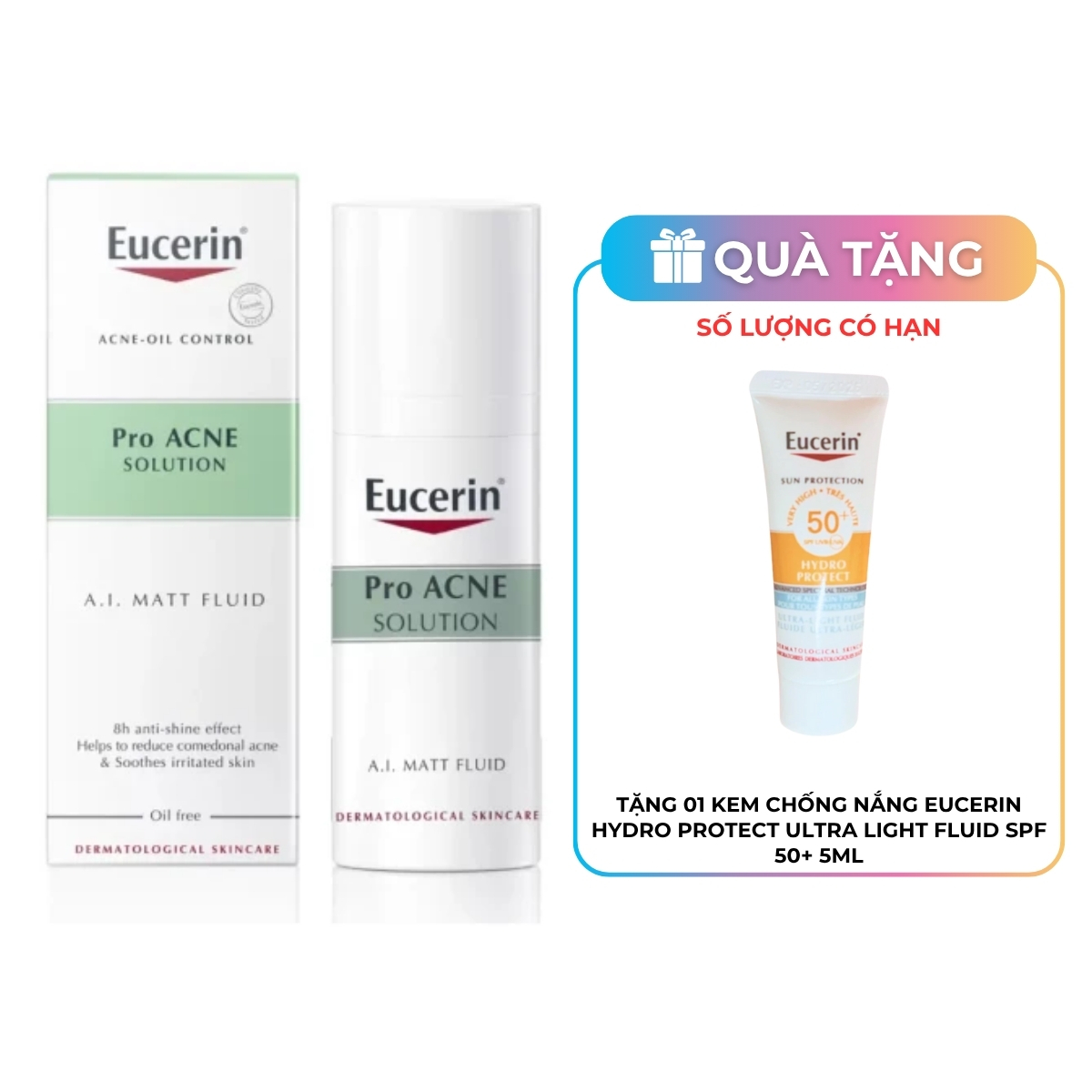 Kem Dưỡng Eucerin ProAcne Solution A.I Matt Fluid Giảm Mụn 50ml