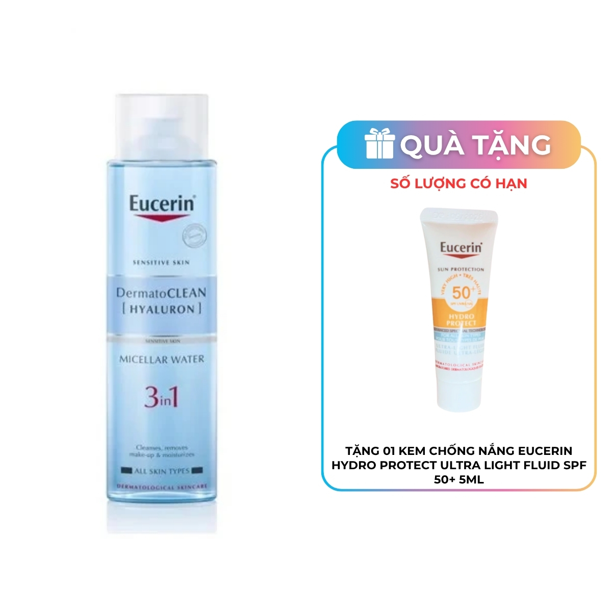 Nước Tẩy Trang Eucerin DermatoCLEAN Micellar Water 3in1 Dịu Nhẹ Cho Da Nhạy Cảm 200ml