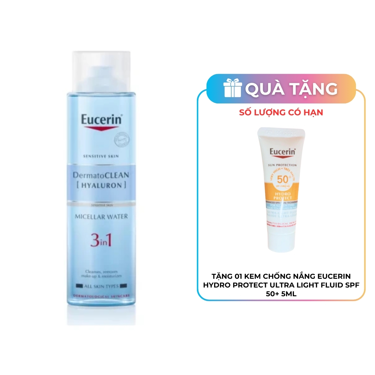 Nước Tẩy Trang Eucerin DermatoCLEAN Micellar Water 3in1 Dịu Nhẹ Cho Da Nhạy Cảm 400ml