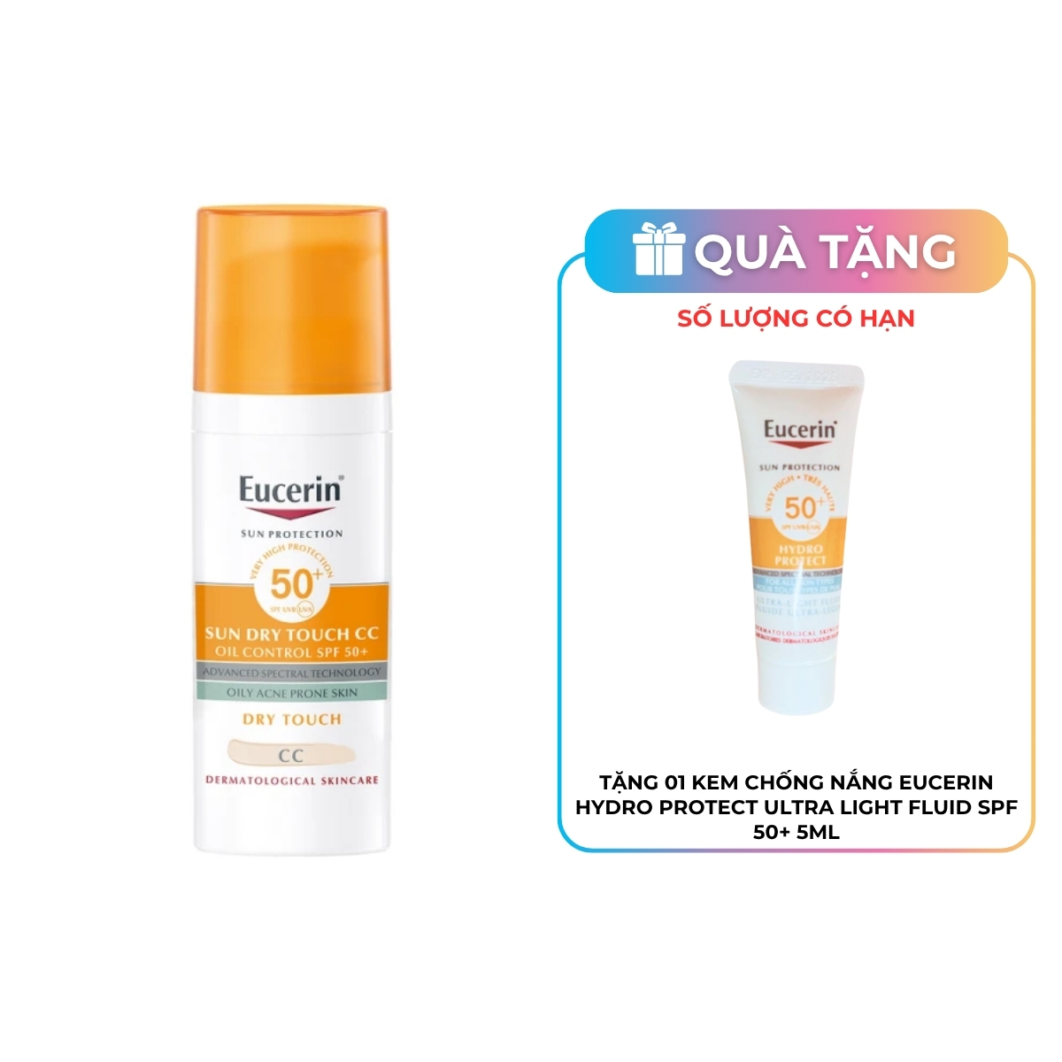 Kem Chống Nắng Eucerin Sun Dry Touch CC Oil Control SPF 50+ Kiểm Soát Dầu Có Màu 50ml