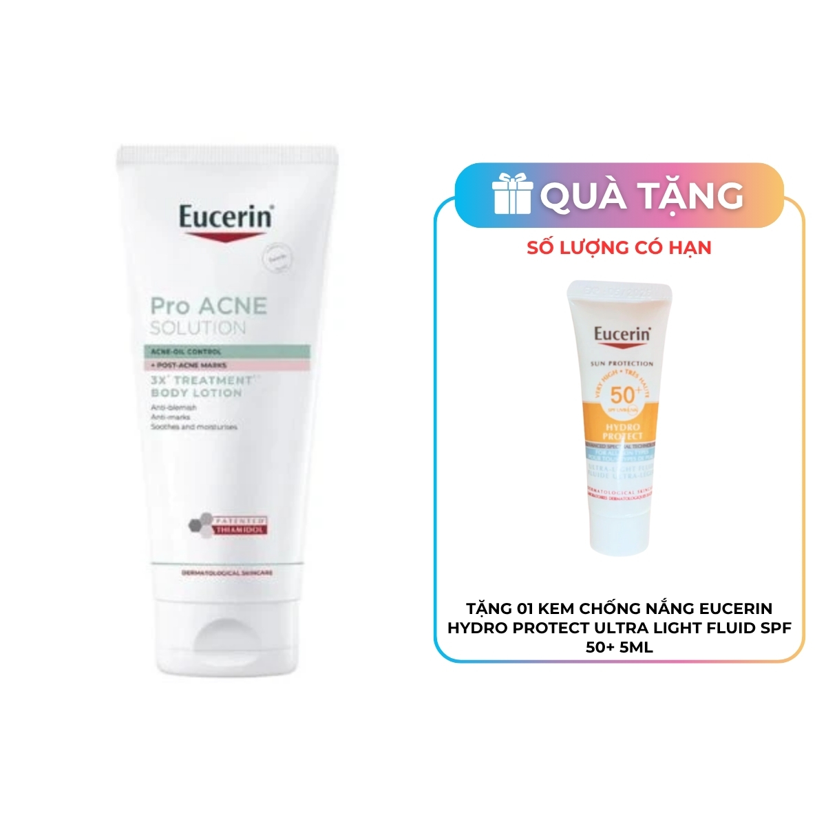Dưỡng Thể Eucerin Pro Acne Solution 3X Treatment Body Lotion Cho Da Mụn & Thâm 200ml