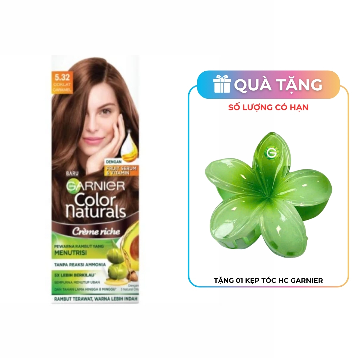 Kem Nhuộm Tóc Garnier Color Naturals Creme Riche Màu 5.32 - Nâu Caramel