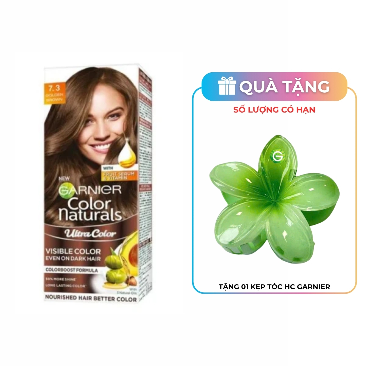 Kem Nhuộm Tóc Garnier Color Naturals Creme Riche Màu 7.3 - Nâu Ánh Vàng