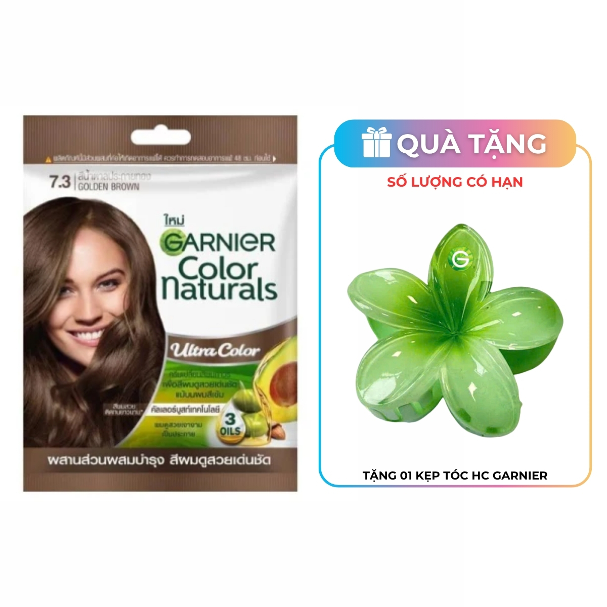 Kem Nhuộm Tóc Garnier Color Naturals Creme Riche Màu 7.3 - Nâu Ánh Vàng (gói)