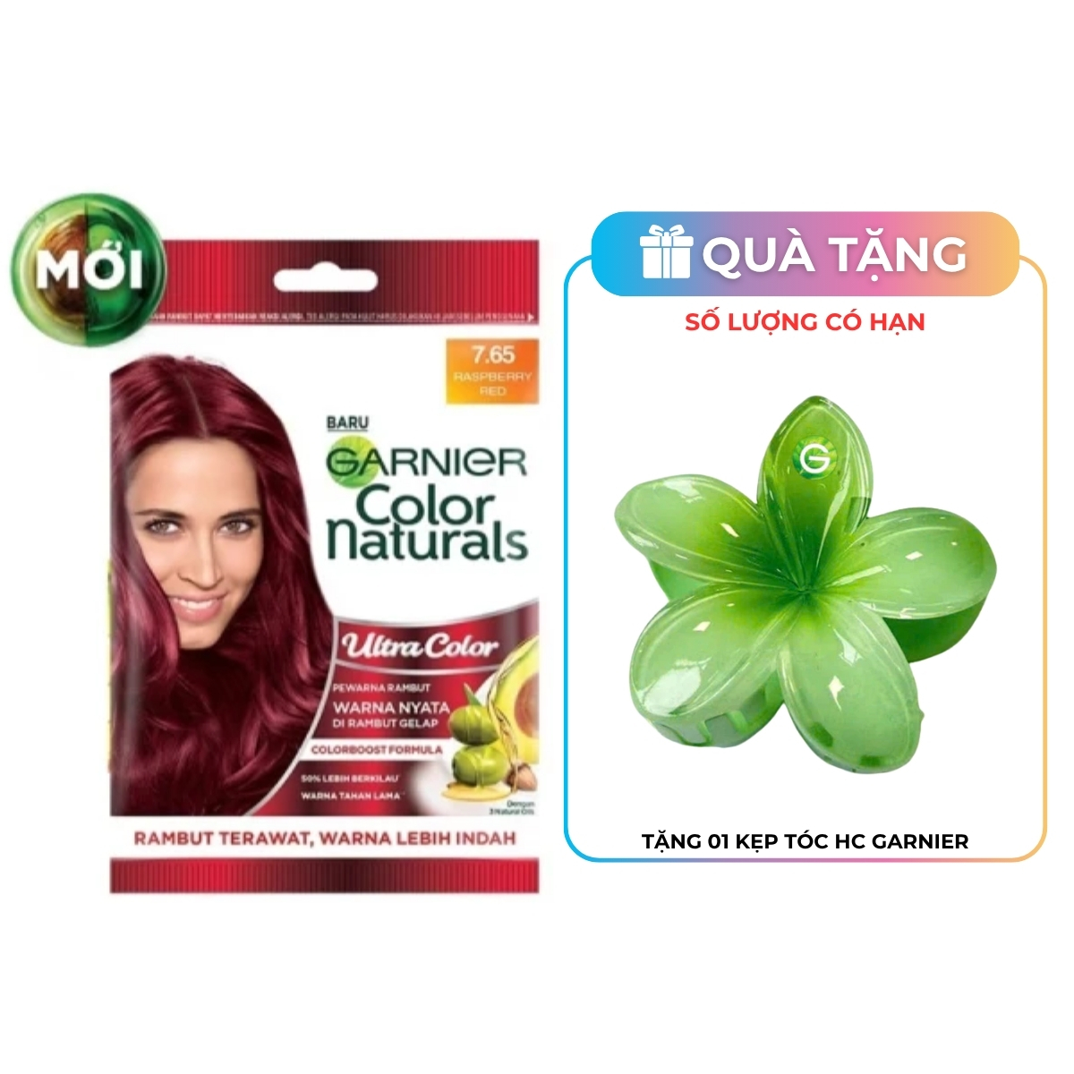 Kem Nhuộm Tóc Garnier Color Naturals Creme Riche Màu 7.65 Đỏ Thuần (Gói)