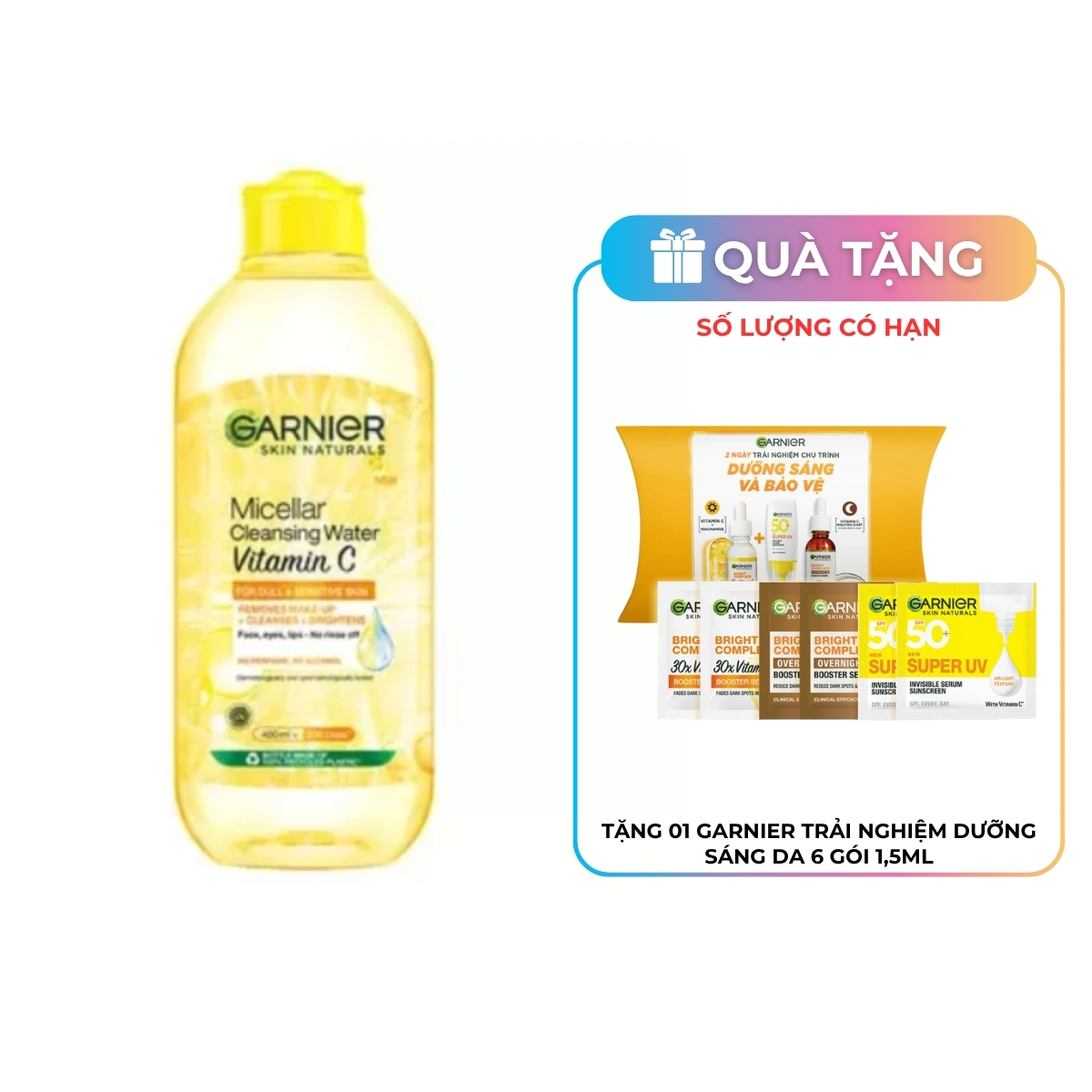 Nước Tẩy Trang Garnier Micellar Cleansing Water Vitamin C Sáng Da 400ml