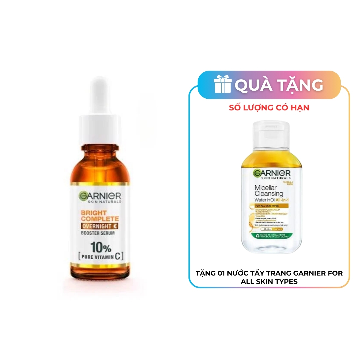 Serum Garnier 10% Vitamin C Bright Complete Overnight Tăng Cường Sáng Da Mờ Thâm Ban Đêm 30ml