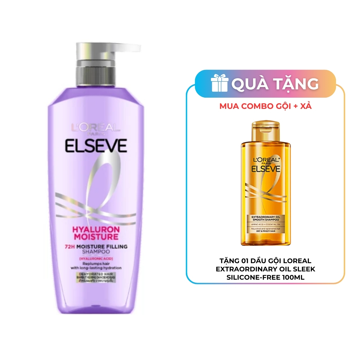 Dầu Gội L’Oréal Paris Elseve Hyaluron Moisture 72H Moisture Filling Shampoo 620ml Dành Cho Da Đầu Khô