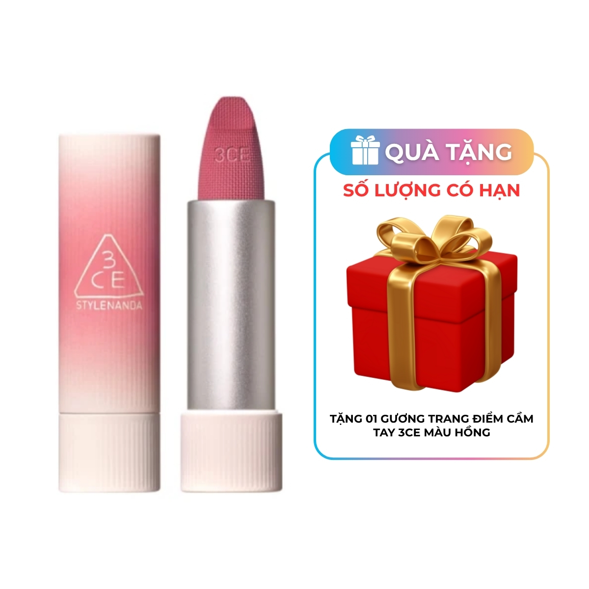 Son Thỏi 3CE Cashmere Hug Lipstick #02 Pure Blending