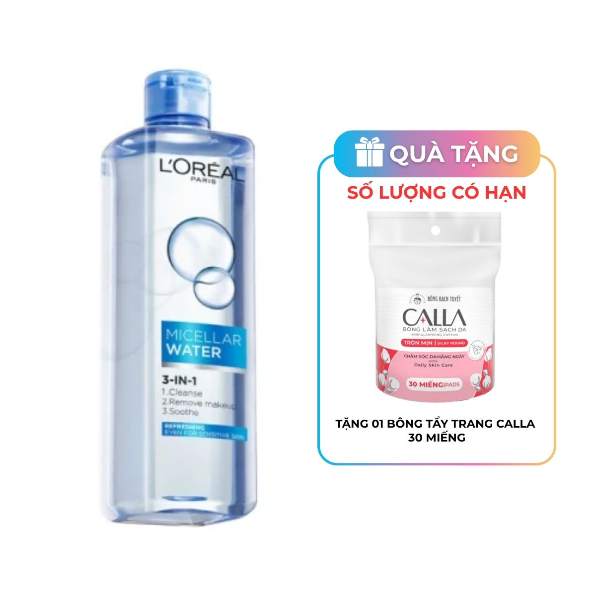 Nước Tẩy Trang L'Oreal Micellar Water Tươi Mát Cho Da Dầu Hỗn Hợp 400ml