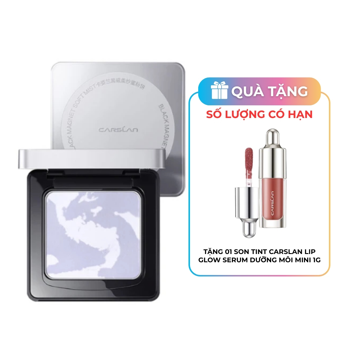 Phấn Phủ Carslan Black Magnet Soft Mist Powder Dạng Nén 02 Siêu Kiềm Dầu Tím