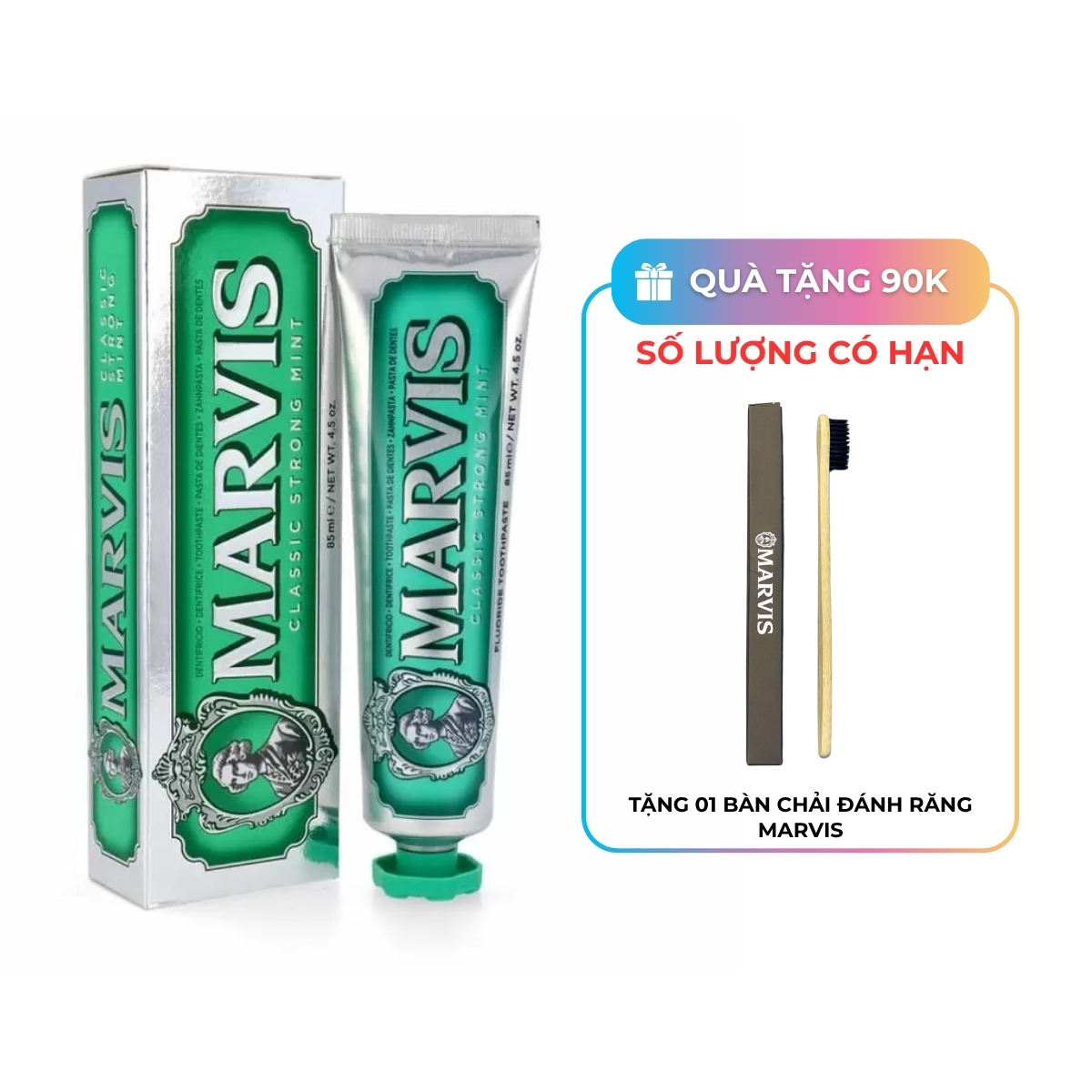 Kem Đánh Răng MARVIS Classic Strong Mint - Màu Xanh Ngọc