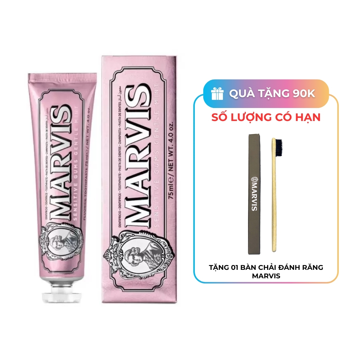 Kem Đánh Răng MARVIS Sensitive Gums Gentle Mint  Màu Hồng