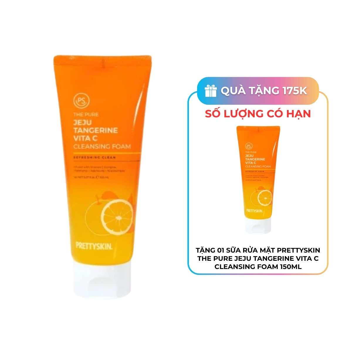 Sữa Rửa Mặt Prettyskin The Pure Jeju Tangerine Vita C Cleansing Foam 150ml