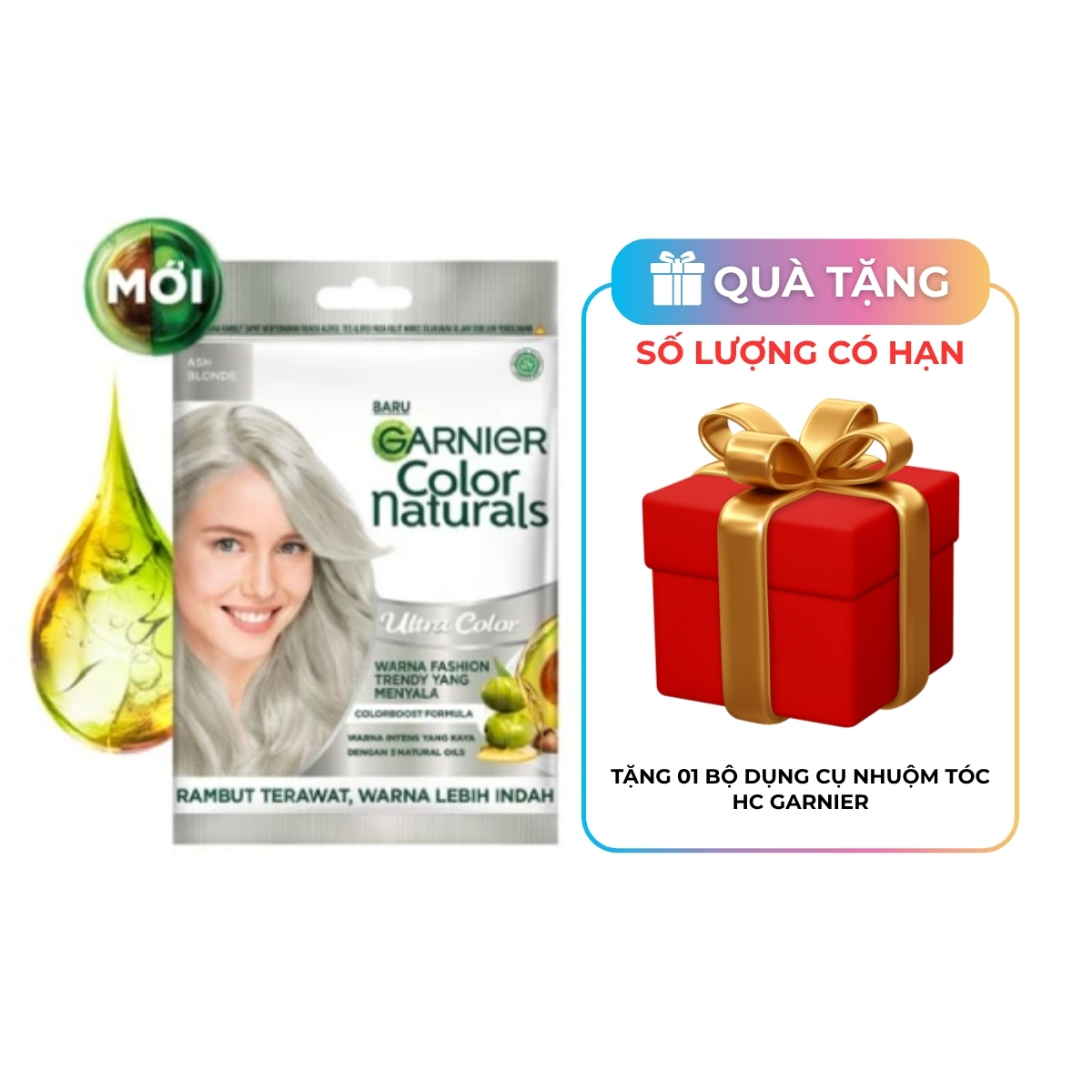 Kem Nhuộm Tóc Garnier Color Naturals Ultra Color - Ash Blonde - Khói Bạch Kim