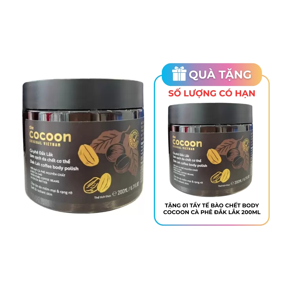 Tẩy Tế Bào Chết Body Cocoon Dak Lak Coffee Body Polish Cà Phê Đắk Lắk 200ml  (Mã Mới)