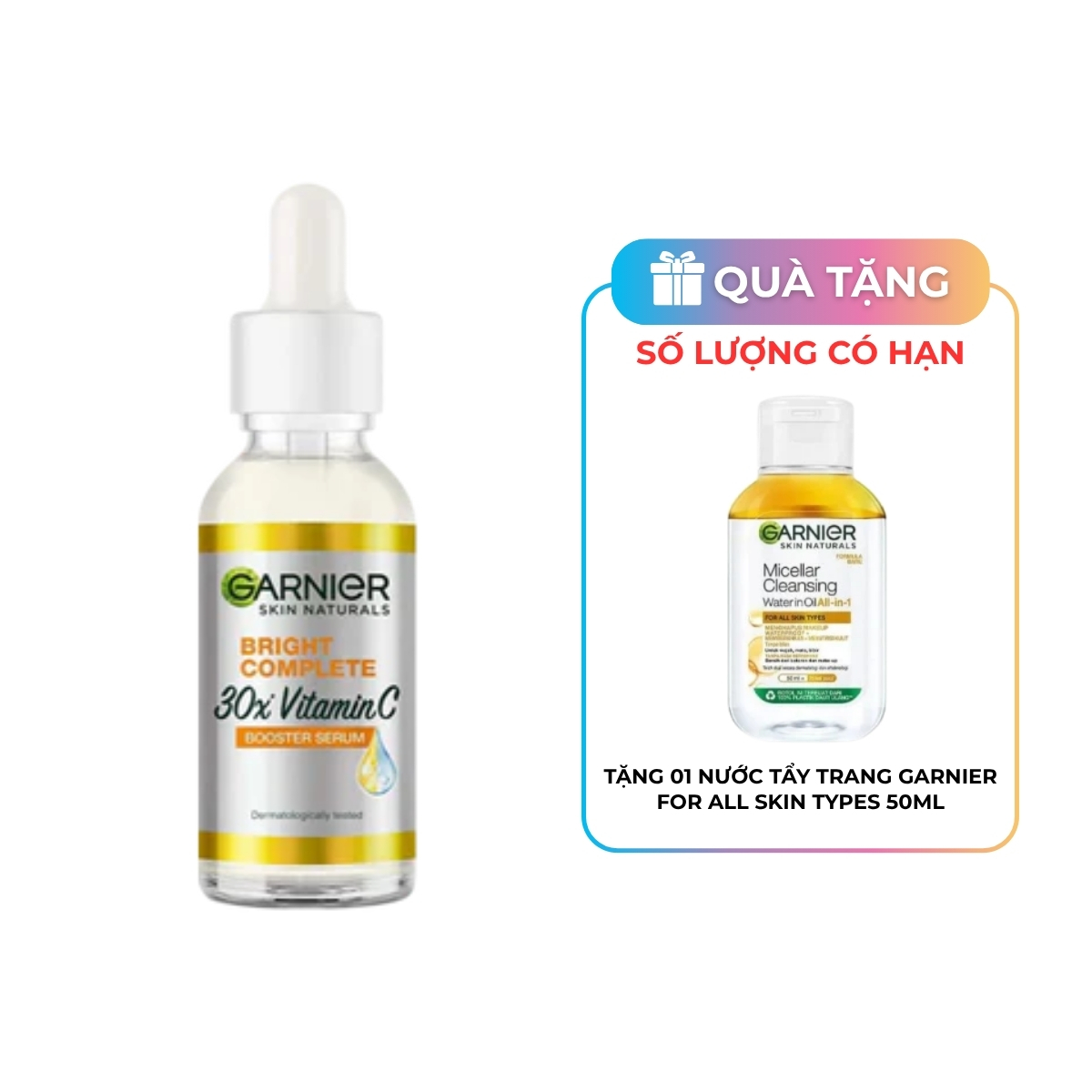Tinh Chất Garnier Bright Complete 30x Vitamin C Booster Serum Dưỡng Sáng Da Mờ Thâm 30ml