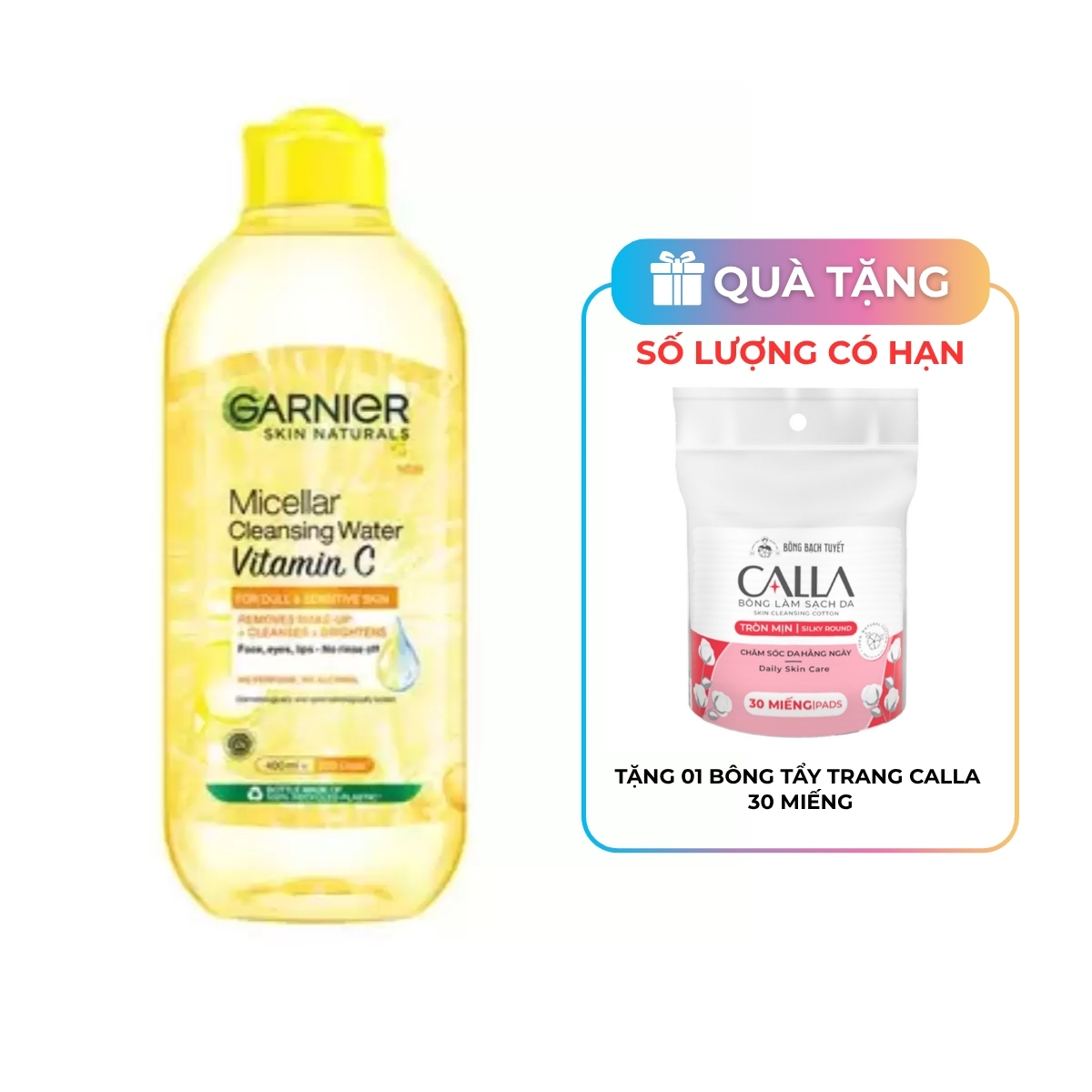 Nước Tẩy Trang Garnier Micellar Cleansing Water Vitamin C Sáng Da 400ml
