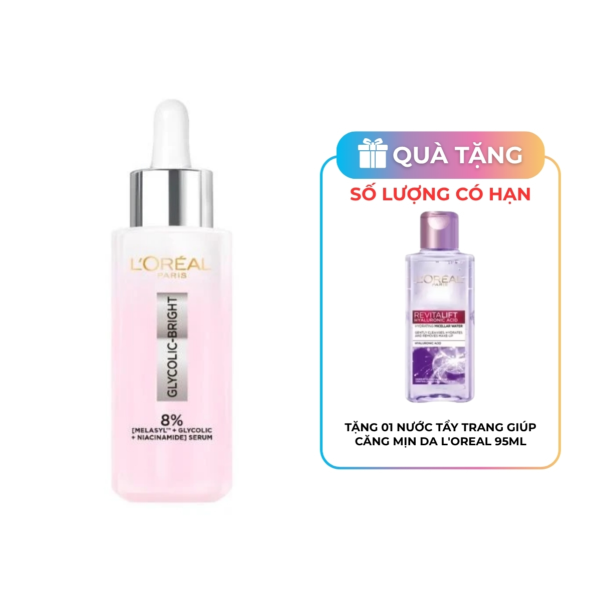 Serum L'Oréal Paris Glycolic Melasyl 8% [Melasyl+Glycolic+Niacinamide] Dưỡng Sáng Và Mờ Thâm Nám 30ml