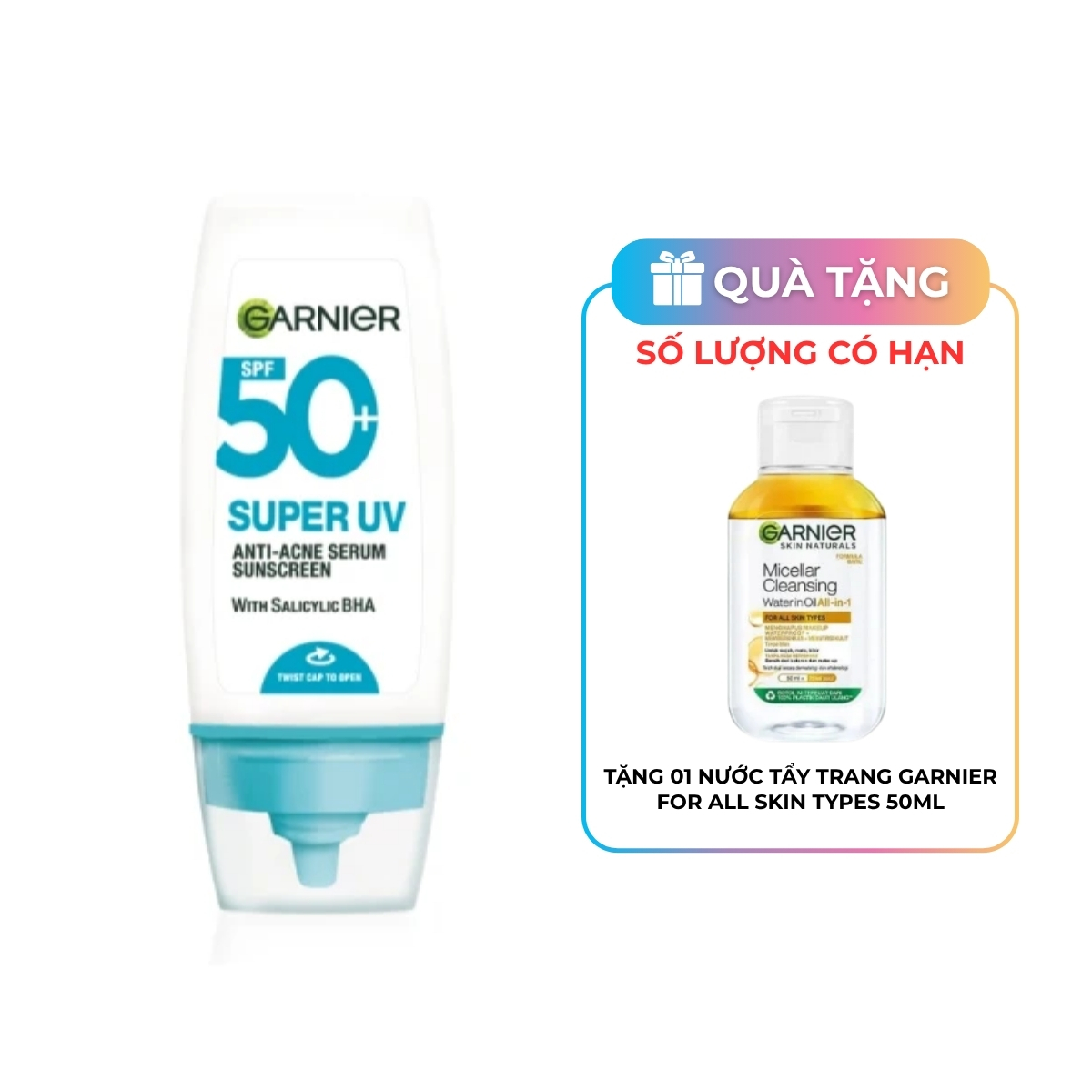 Kem Chống Nắng Garnier Super UV Anti - Acne Serum Sunscreen SPF 50+PA++++ 30ml