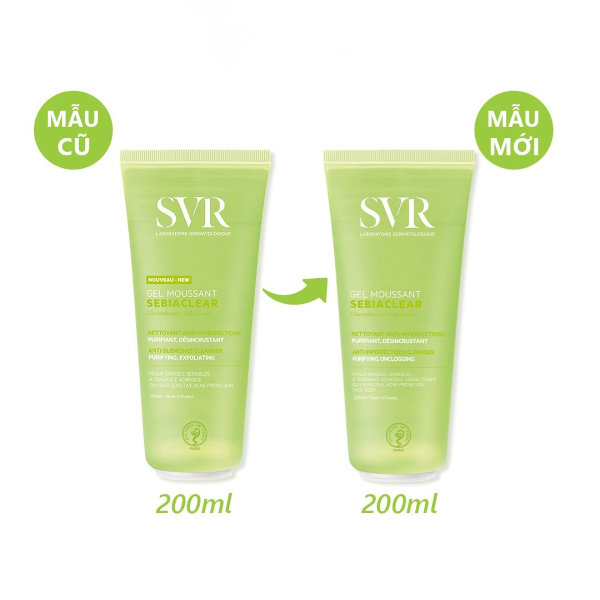 Gel Rửa Mặt SVR Sebiaclear Gel Moussant Cho Da Dầu 200ml (Mẫu Mới)