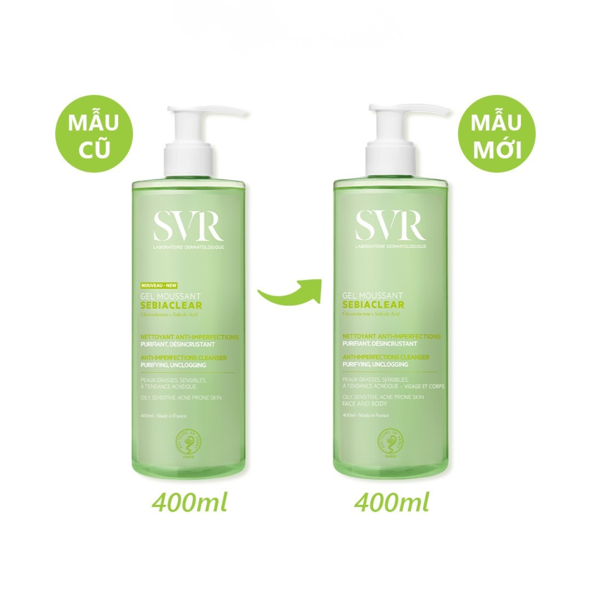 Gel Rửa Mặt SVR Sebiaclear Gel Moussant Cho Da Dầu 400ml (Mã Mới)