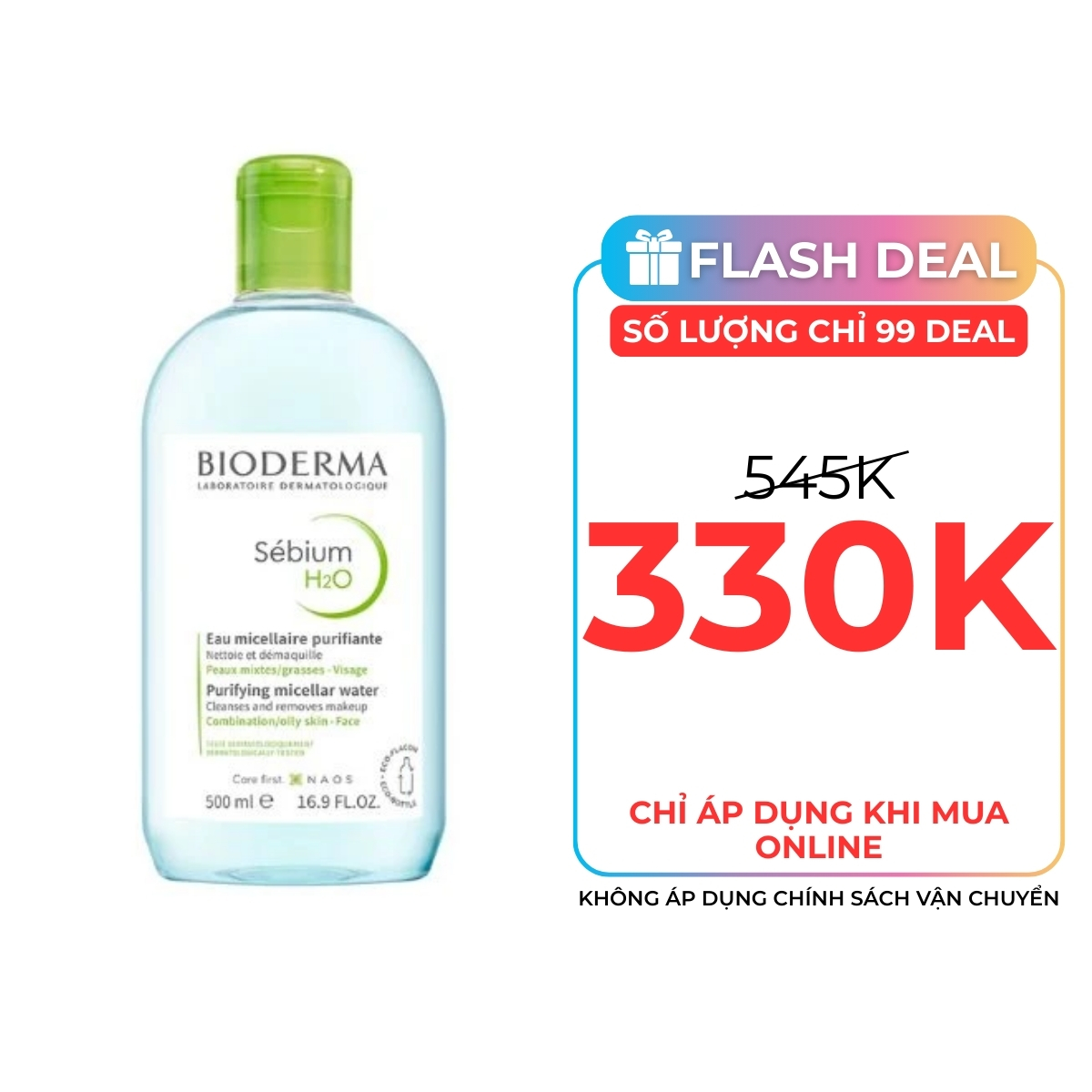 Nước Tẩy Trang Bioderma Sebium H2O Dành Cho Da Dầu và Hỗn Hợp 500ml - (Bao bì mới)